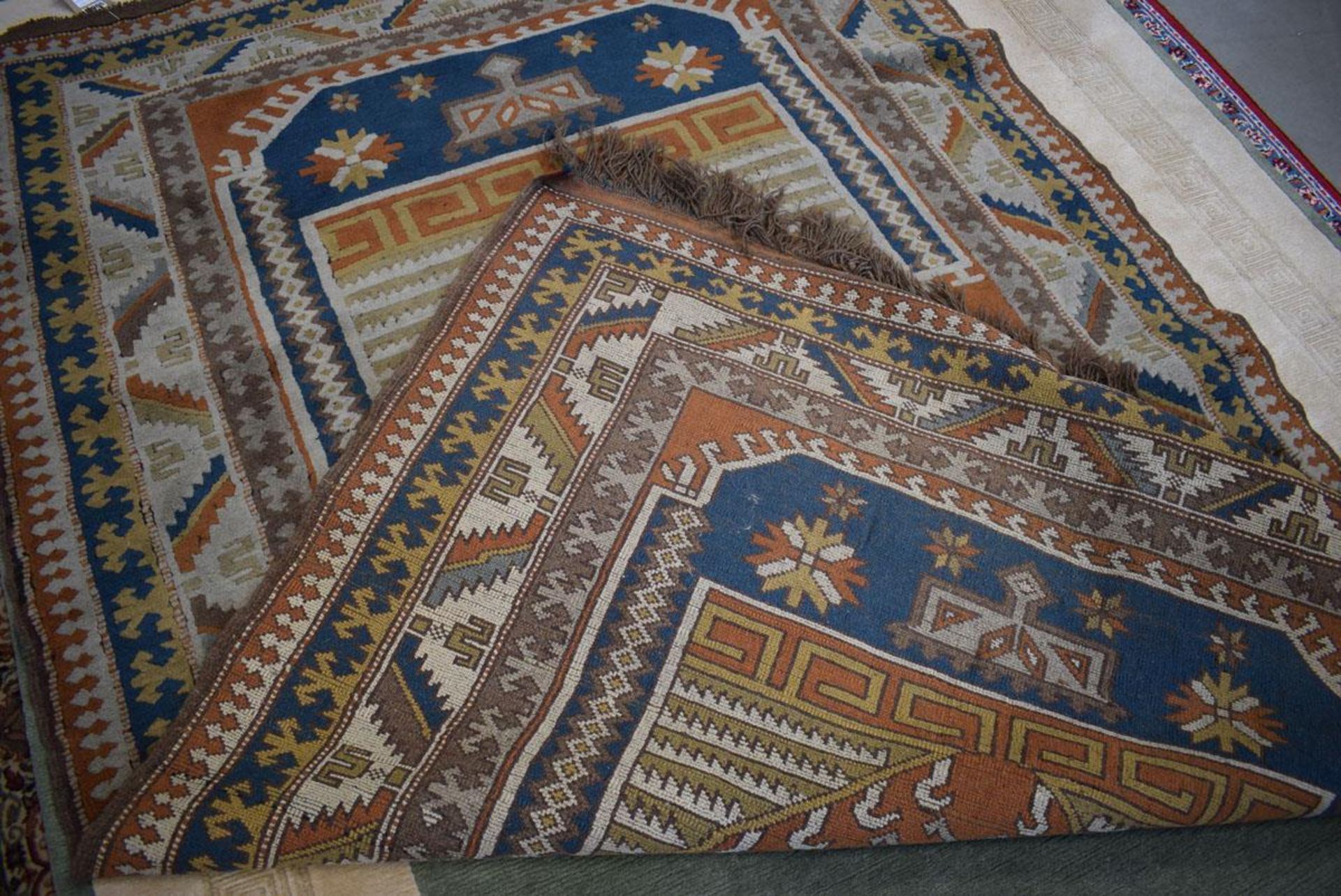 5152 (16) Afghan woolen carpet in shades of brown, cream, and blue approx. 1.6 x 2m - Image 2 of 2