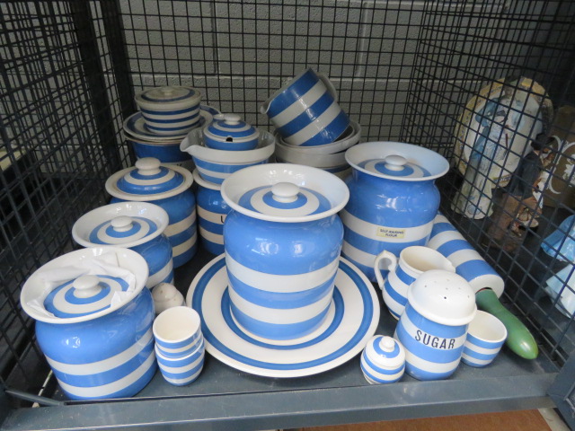 Cage containing quantity of Cornish ware Few chips to bowls and some grazing to butter dish. Small