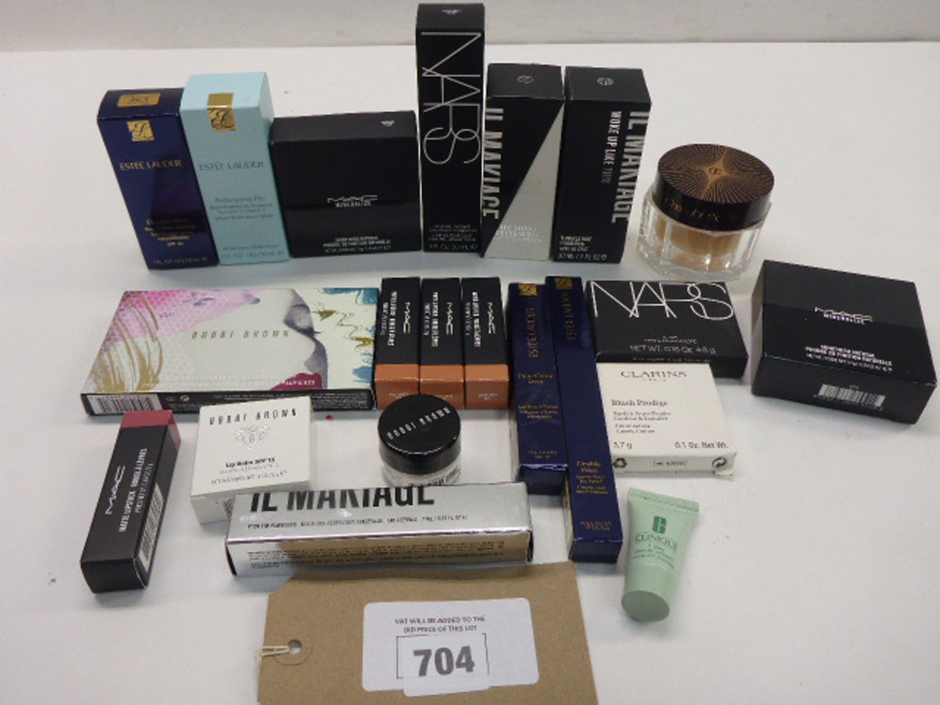 Selection of branded cosmetics including Bobbi Brown, Charlotte Tilbury, Estee Lauder, NARS, MAC, Il