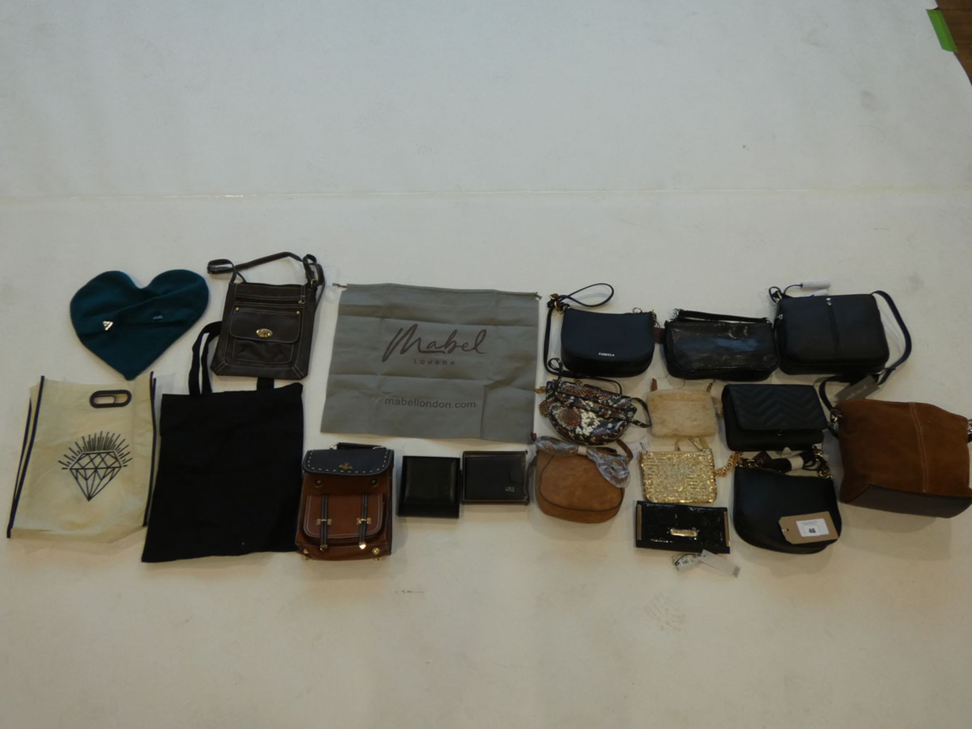 Selection of bags, handbags, purses, wallets, etc