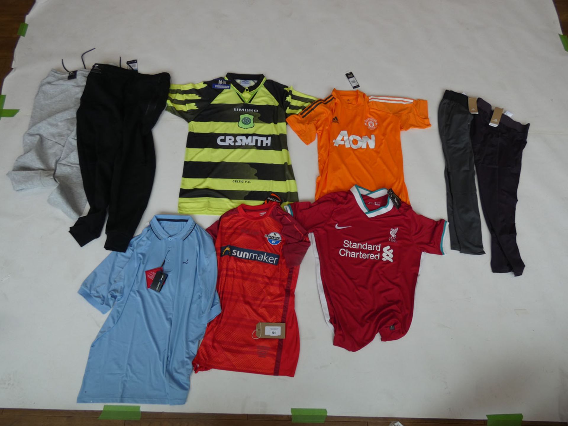 Selection of sportswear to include Adidas, Nike, Umbro, etc (quantity of 9 items)