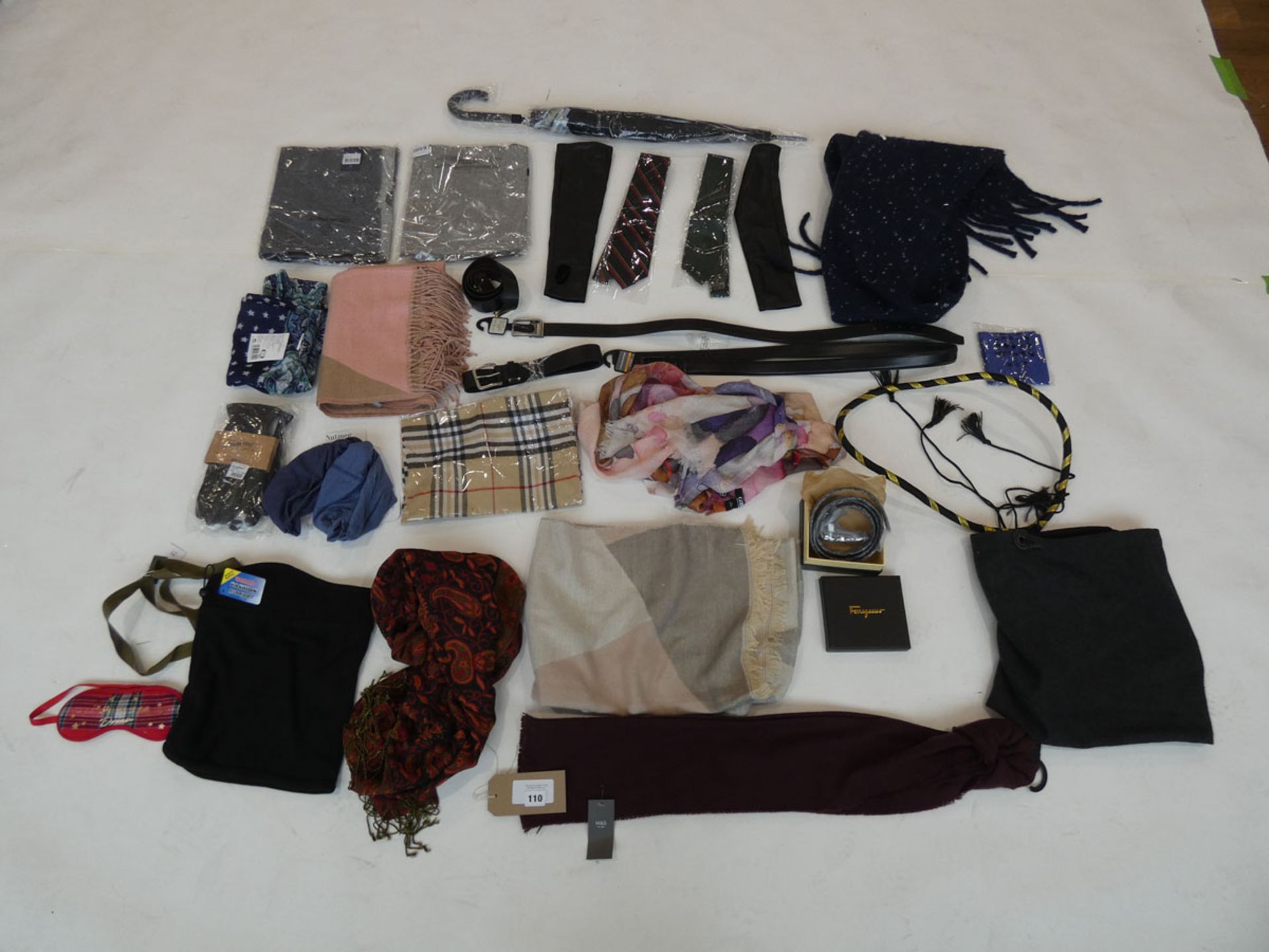 Selection of accessories to include ties, scarfs, belts, etc (approximately 25 items)