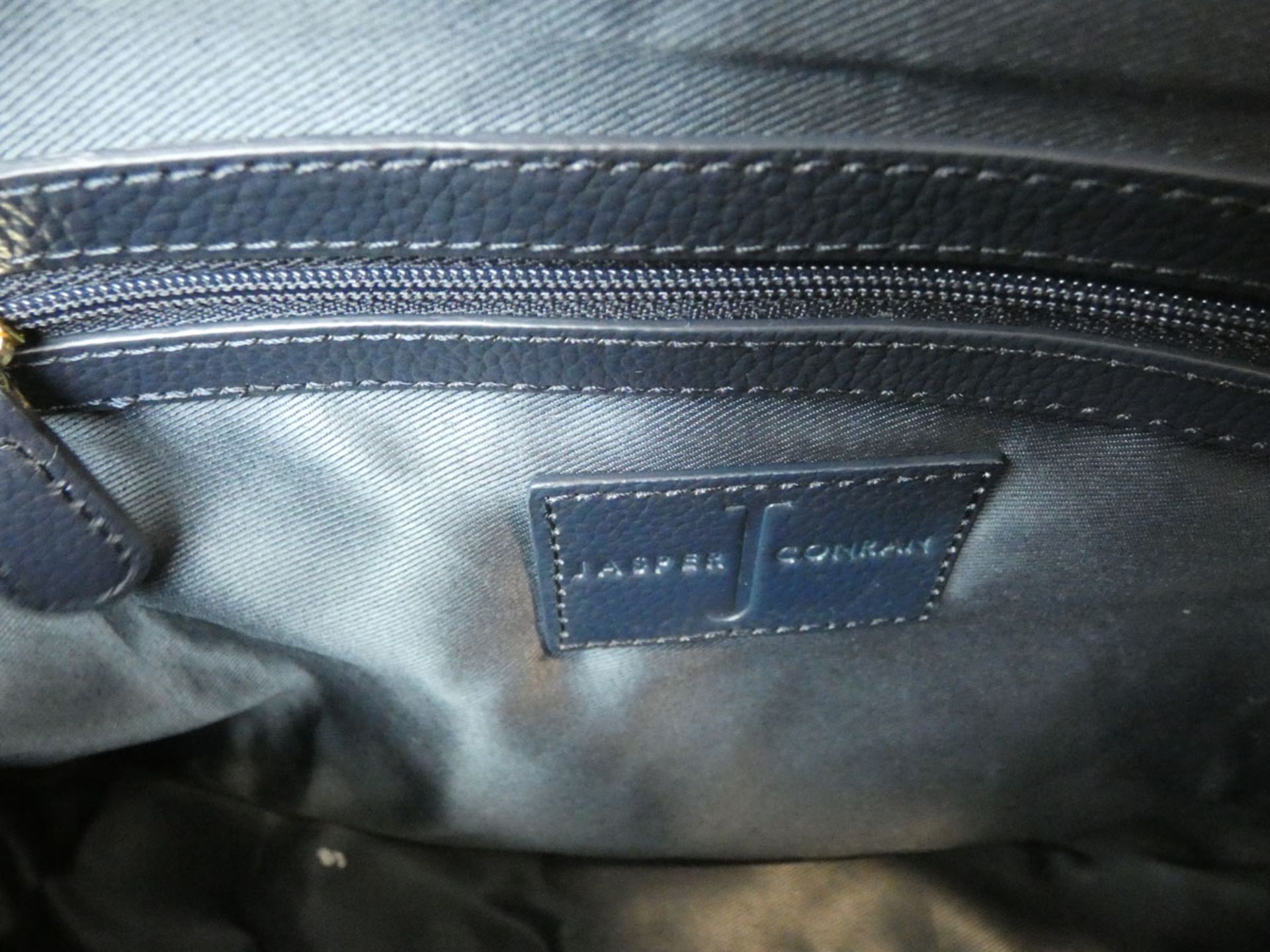 Jasper Conran leather athena grab bag in navy with dust bag - Image 3 of 3