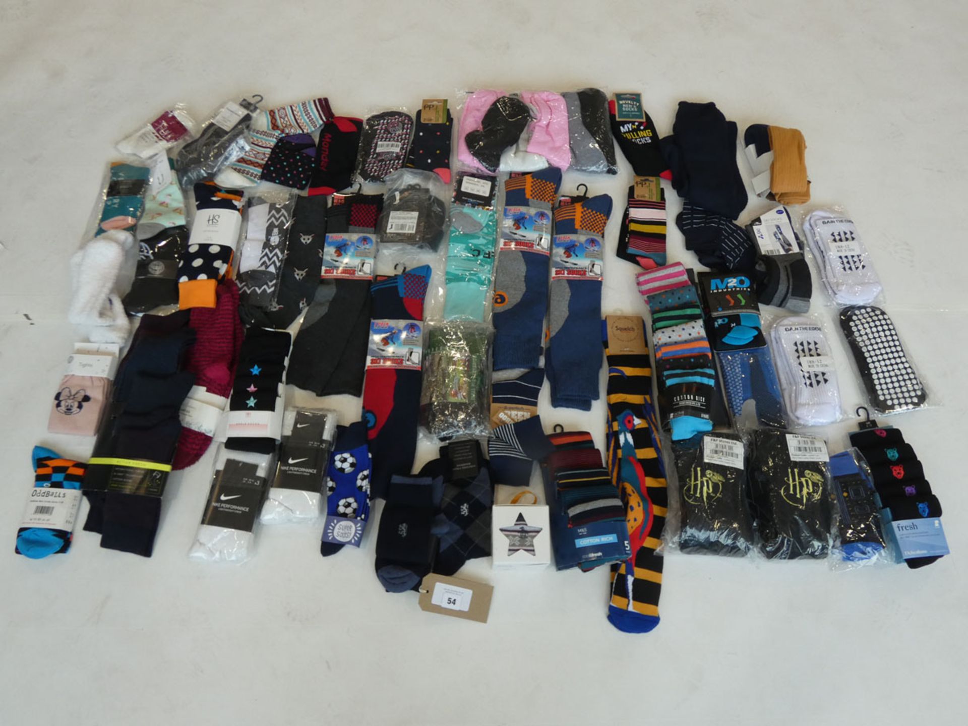 Selection of mixed paired socks