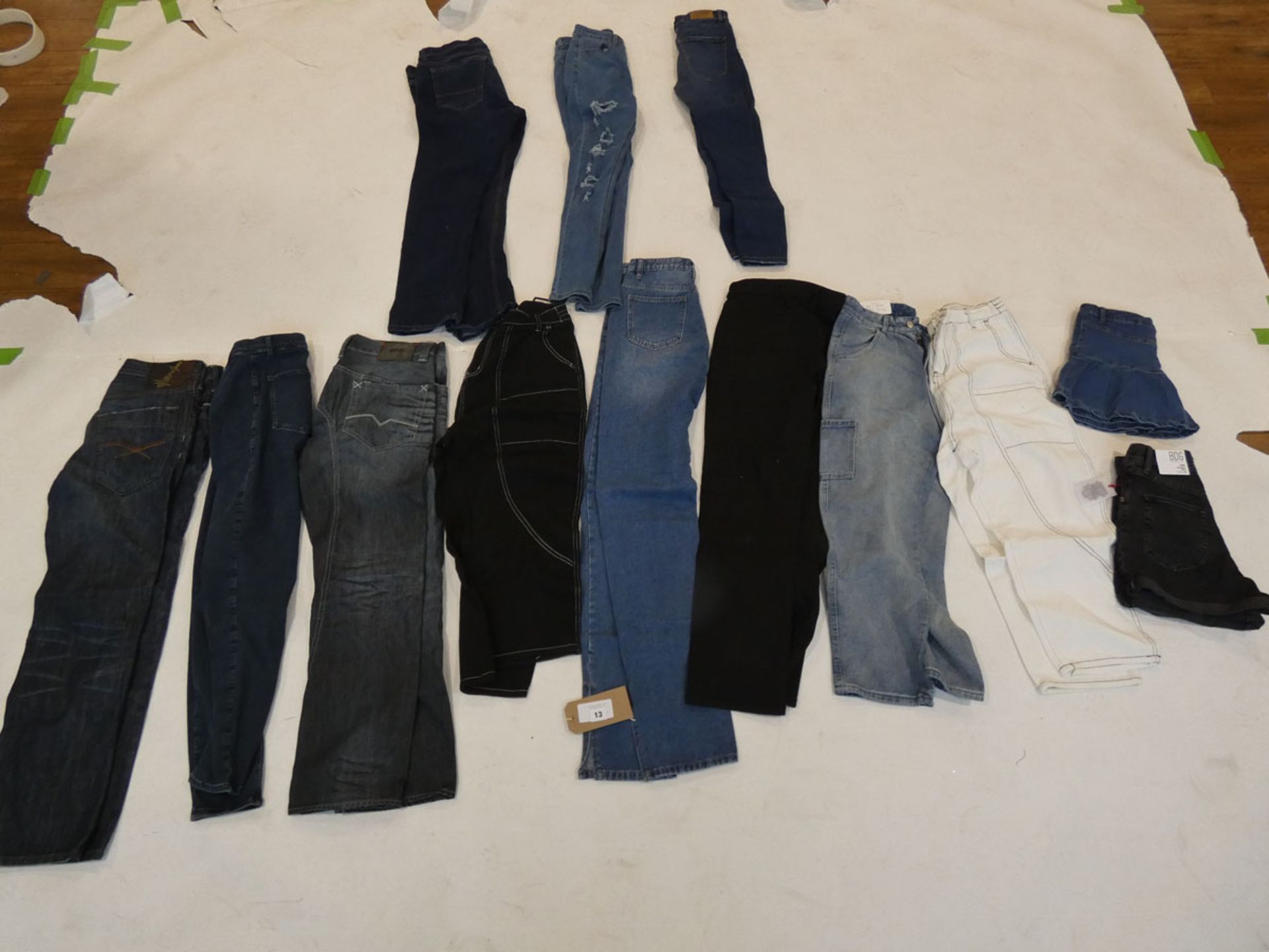 Selection of denim wear to include BDG, Burton, Pull&Bear, etc