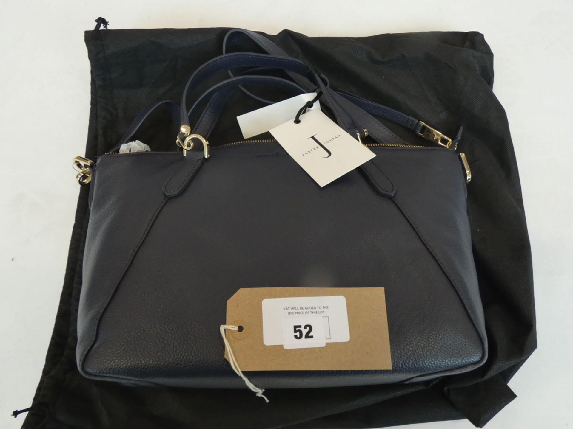 Jasper Conran leather athena grab bag in navy with dust bag