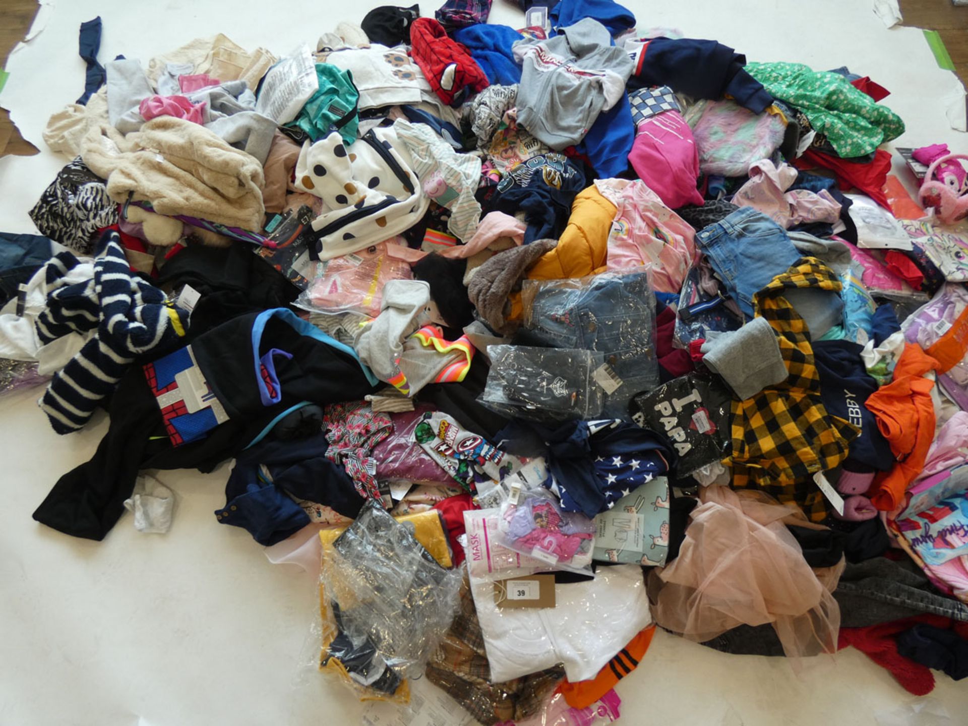 Half a stillage of children's clothing and accessories ages 3+ (approximately 315 items)