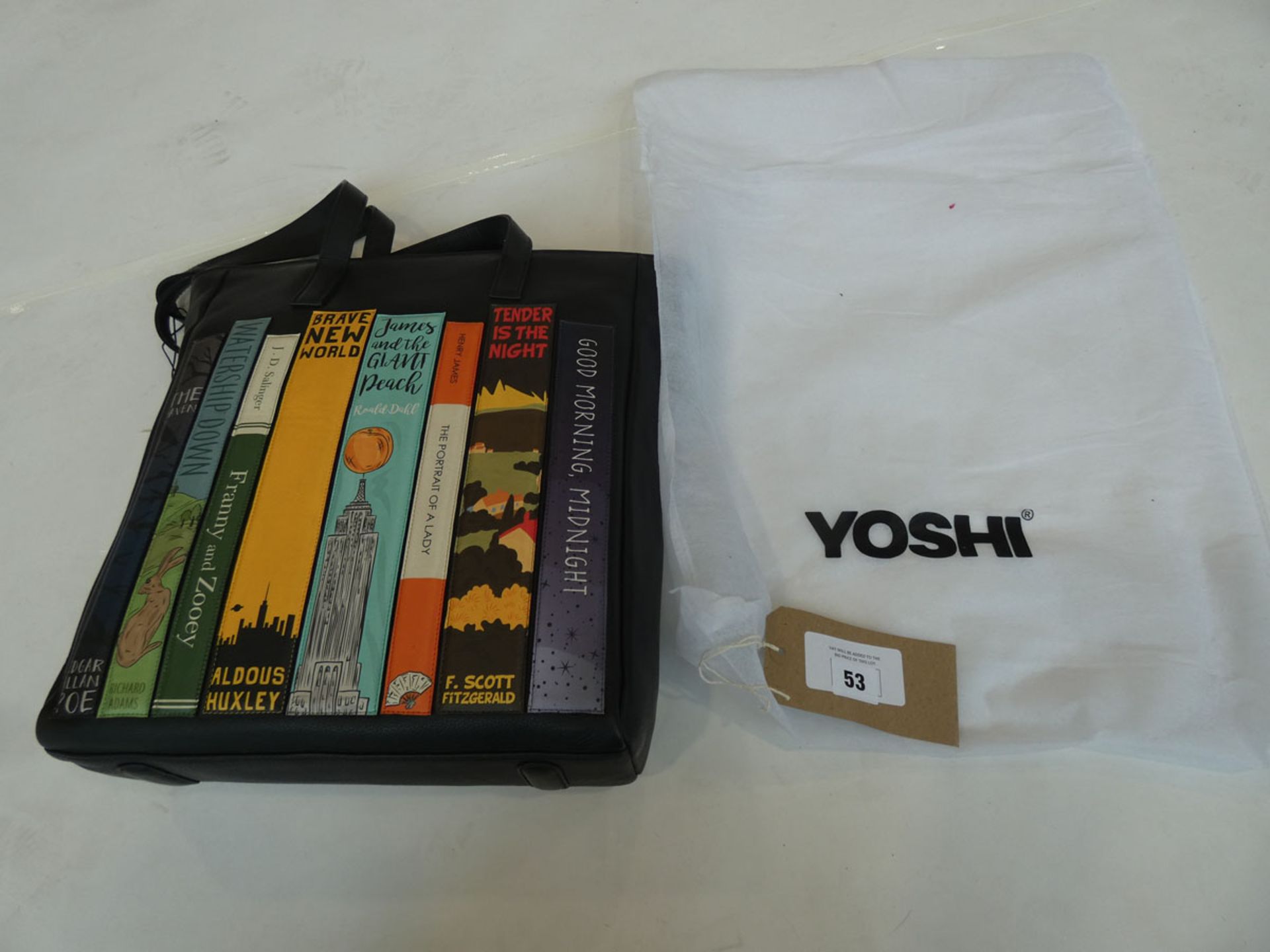 Yoshi bookworm marlowe shopper handbag in black with dust bag