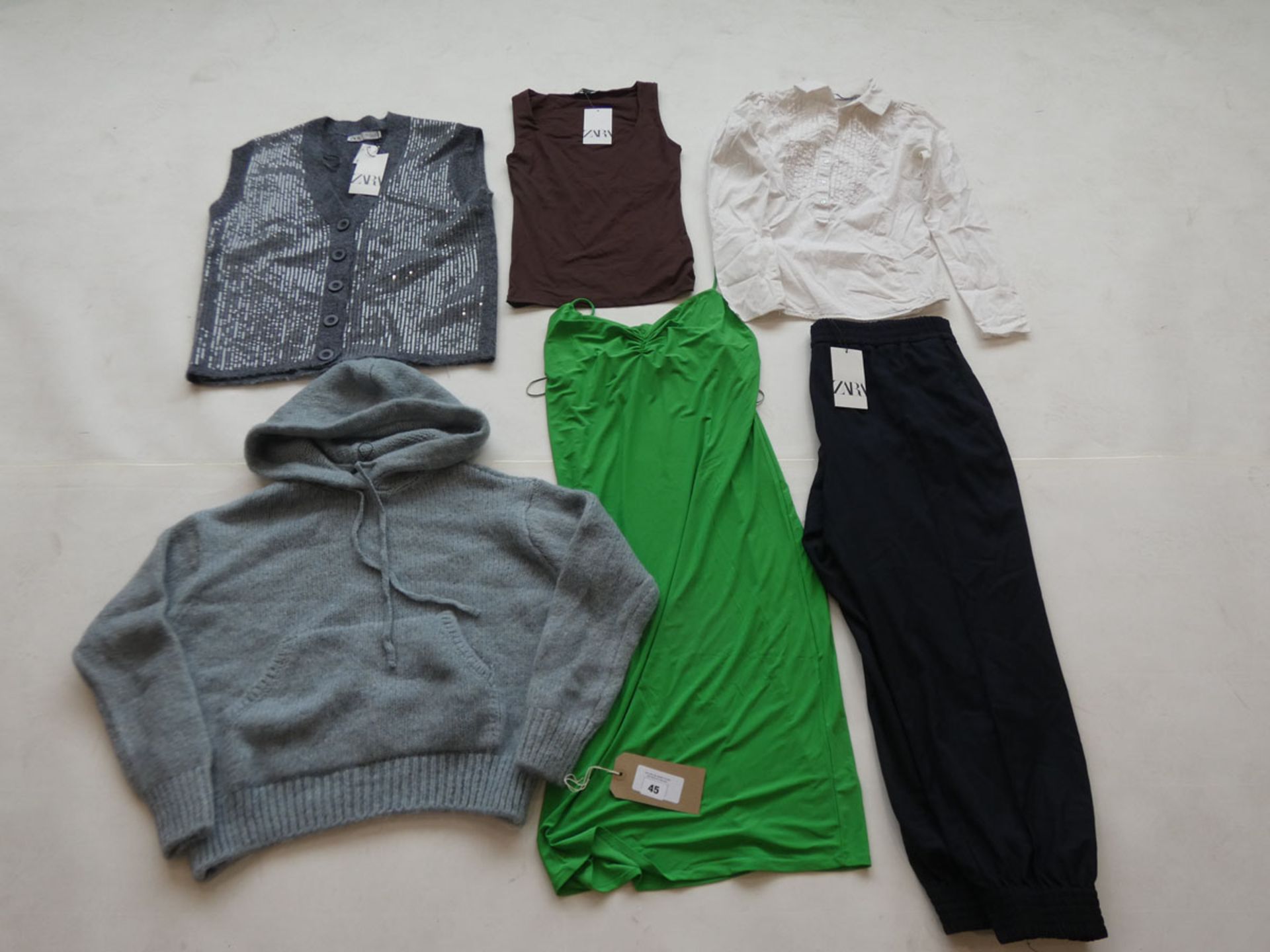 Selection of Zara clothing to include tops, dress, trousers, etc