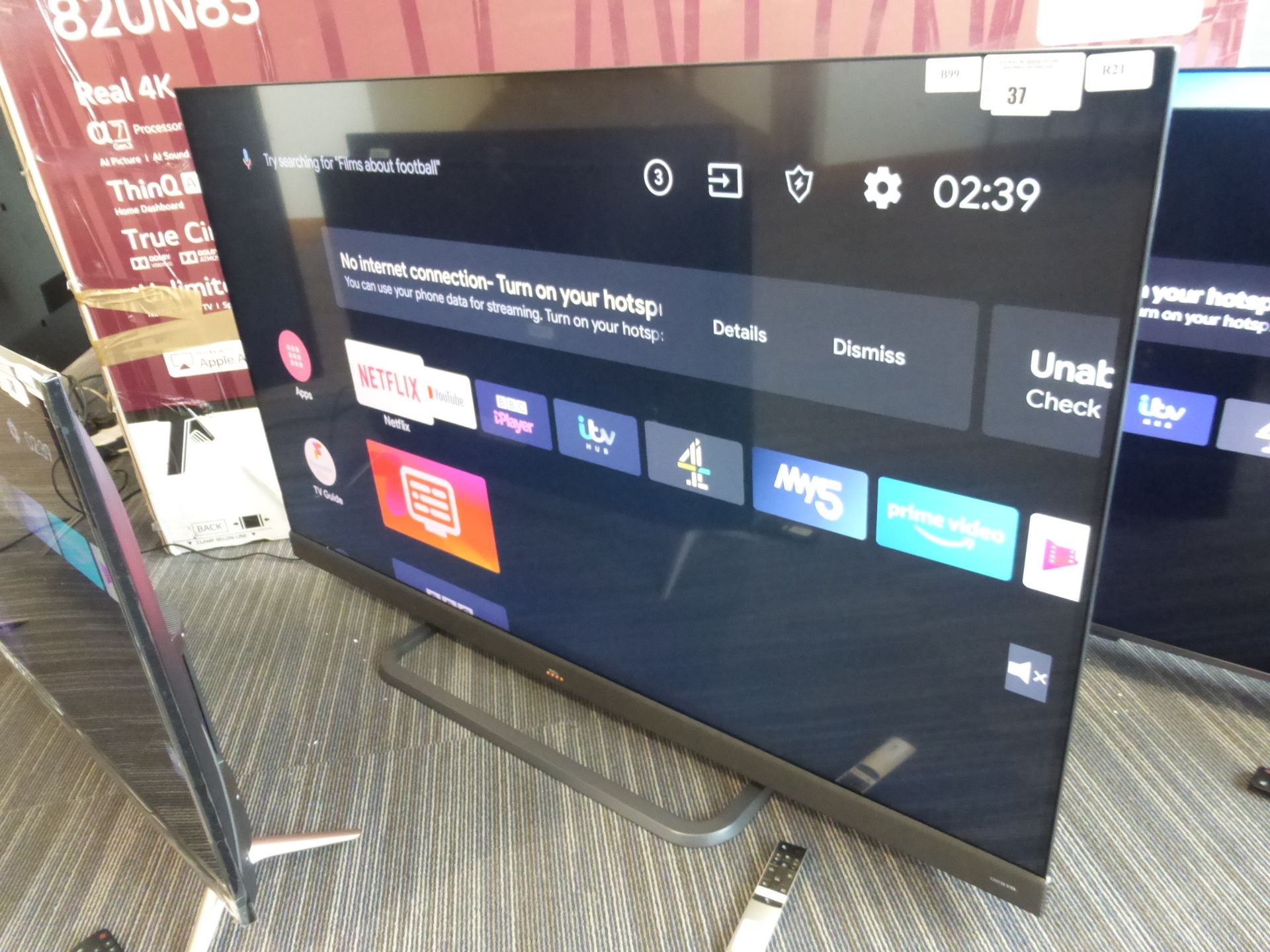 TCL 55'' 4K TV Model: 55EC788, includes remote (R21) and box (B99), box has missing foam inserts