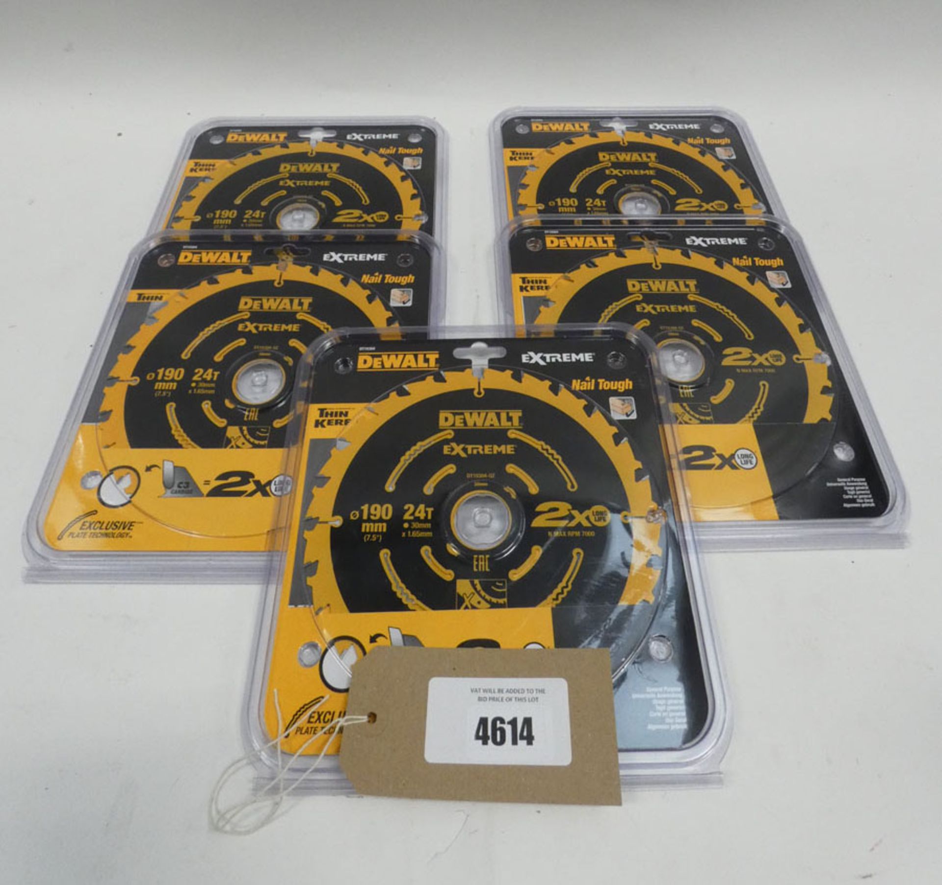 5 DeWalt Extreme Nail Tough 190mm 24 teeth circular saw blades