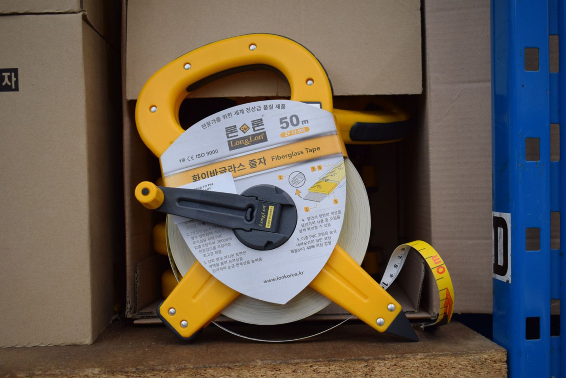 6 x 50m yellow and grey surveyors type tape measures