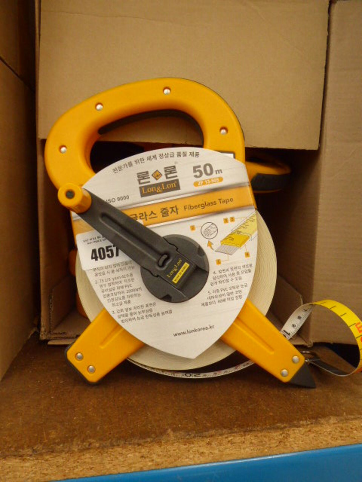 6 x 50m yellow and grey surveyors type tape measures