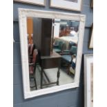 (11) Rectangular bevelled mirror in white painted frame