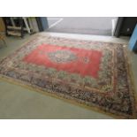 5261 Multi coloured floral woolen carpet with mustard border, approx. 2.5 x 3.5m