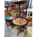 Victorian tripod tilting table plus circular walnut table