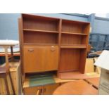 Teak wall unit Scratched to the side, otherwise fair condition