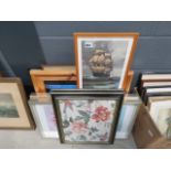 (29/5) Quantity of framed British maps, circa 1900's, sailing ships at sea, Mediterranean Villa