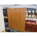 Pair of Alstons teak finished double wardrobes