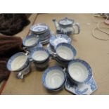 Quantity of blue and white Wood & Sons Yuan patterned crockery