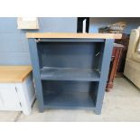 5125 Blue painted oak top open front bookcase