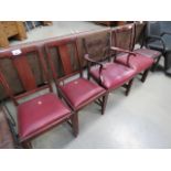 5024 2 Chippendale style chairs plus 3 others with drop in seats (af)