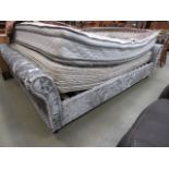 5ft silvery grey fabric bedstead