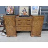 5002 Walnut Art Deco sideboard with 3 central drawers