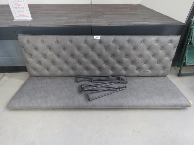 5009 Grey studded back bench seat, with legs (no fixings) - Image 2 of 2