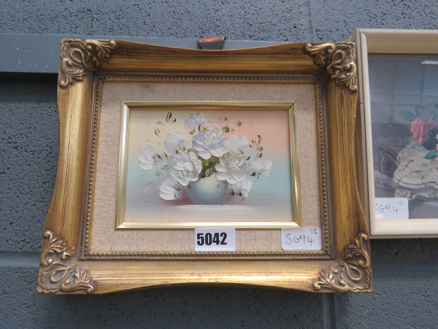 (22) Modern oil,on canvas - still life with white flowers - Image 2 of 2