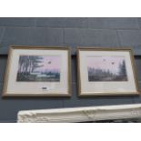(39) Pair of Limited Edition prints of Pheasants over woodland