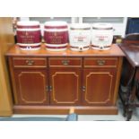 Reproduction walnut sideboard of 3 drawers with 3 doors under