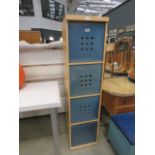 Beech finished narrow 4 drawer storage cabinet