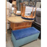 5255 - Kidney shaped dressing table plus a matching stool and a Lloyd Loom style ottoman