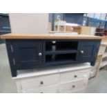 5210 Rutland blue painted oak large TV unit (87)