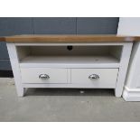 5114 (1) Cream painted oak top TV audio unit with shelf and single drawer