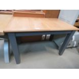 Oak extending dining table with grey painted base (82)