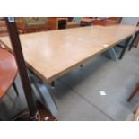 Large oak dining table with grey painted base