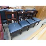 4 blue rexine seated dining chairs (af)