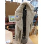 (25) Wicker work miniature mannequin and ladies fur coat