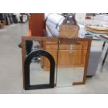 Dome topped mirror, rectangular bevelled mirror plus a narrow dressing mirror