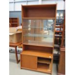 Teak wall unit with glazed sliding doors Condition fair