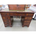 Reproduction mahogany twin pedestal desk