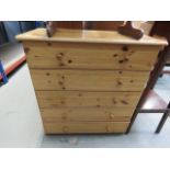 Pine chest of 5 drawers