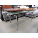 Glazed metal draw leaf dining table