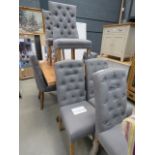 (CH04) 7 grey fabric button back dining chairs