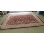 5265 Contemporary beige floral carpet with maroon border 2 x 2.9m