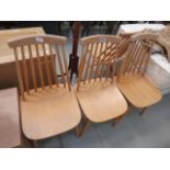 Set of 4 Ercol style stick back dining chairs Solid but varnish / polish faded