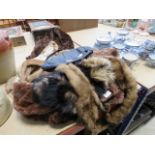 Quantity of furs and ladies handbag