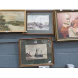 Pair of Charles Read watercolours, coastal scenes with boats